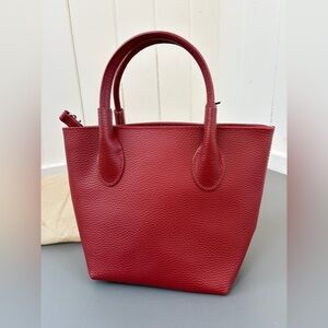 Mangotti Rosso Red Genuine Leather Mini Tote – Made in Italy – NWT